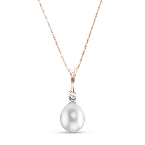 Pearl And Diamond Pendant Necklace In 9ct Rose Gold 3002r Qp Jewellers