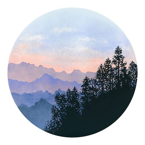 Watercolor Printable Art Landscape Modern Print Misty Mountains Large