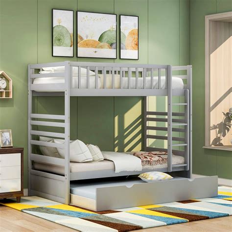 Twin Over Twin Bunk Bed With Trundle By Solid Wood Goodsilo Online