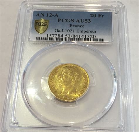 An 12 A 20 Franc Au 53 Pcgs Certified Empereur Rare Foreign Gold Coin
