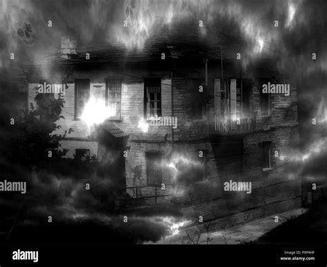 Digital Illustration Art Ghost Dark House Stock Photo Alamy