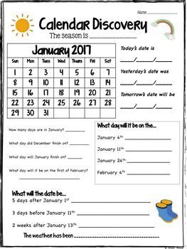 Calendar Discovery - Monthly Calendar Worksheets | Calendar worksheets