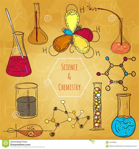 Science Chemistry Laboratory Vector Background Sketchy Style Stock