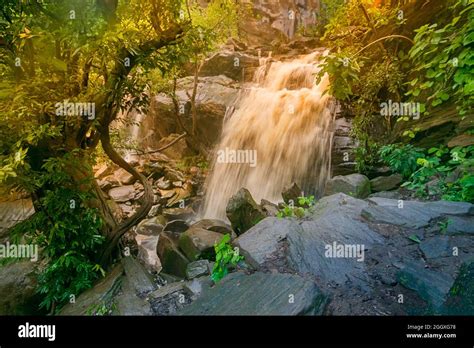 Beautiful Bamni Waterfall Having Full Streams Of Water Flowing Downhill
