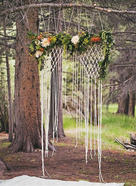 Rustic Bohemian Wedding Macrame Matters Backdrop Deer Pearl Flowers