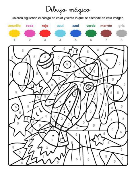 Dibujo mágico de un cohete: dibujo para colorear e imprimir | Colorear