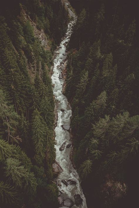 River Forest Aerial View Stream Mountain Hd Phone Wallpaper Peakpx
