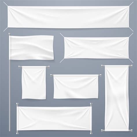 Premium Vector Collection Textile Banners White Blank Cloth
