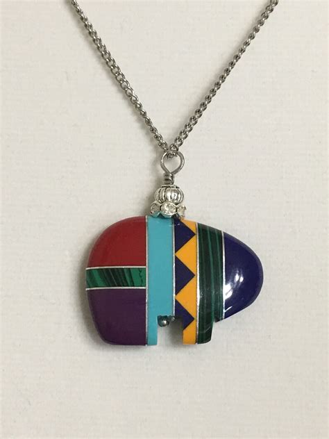 Southwest Style Multi Color Tribal Zuni Bear Pendant Navajo Etsy