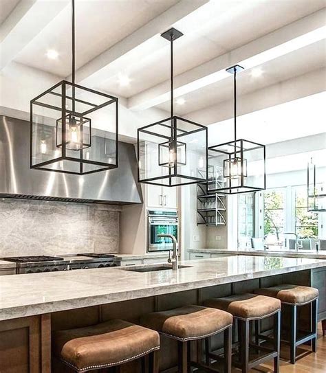 4.6 out of 5 stars. modern kitchen island pendant lights cube cage lighting ...