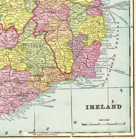 1901 Antique Ireland Map Crams Map Of Ireland Gallery Wall Art Etsy
