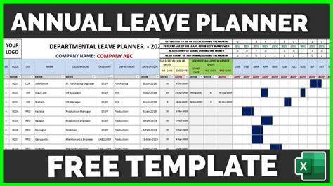 Employee Annual Leavevacation Plannertracking With Gantt Chart In