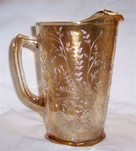 Jeannette Depression Glass Floragold Louisa 64 Ounce Water