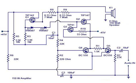 Simple 150w Amplifier Circuit Diagram Circuits Diagram Lab