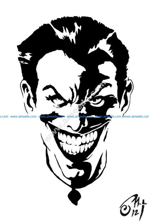 Black And White Joker Stencil Vector Download Vector