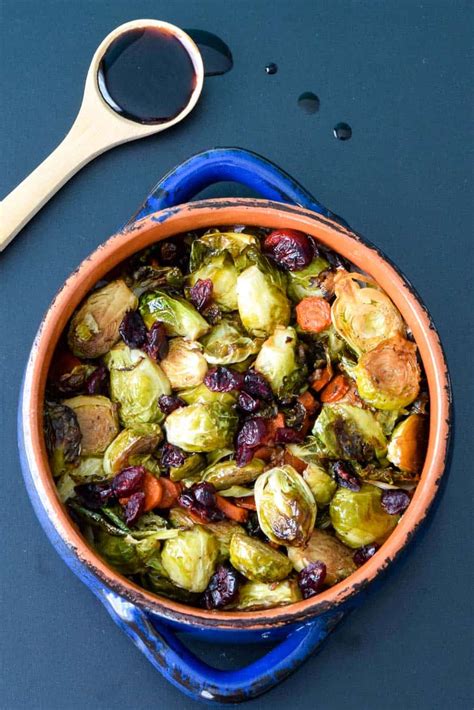 To make the balsamic reduction that i use to coat these brussels sprouts, i reduce some balsamic vinegar with brown sugar. Balsamic Roasted Brussels Sprouts, Carrots and Dried ...