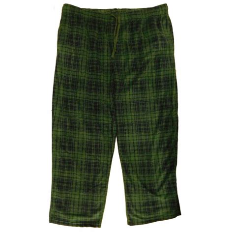 Northcrest Northcrest Mens Green And Black Plaid Fleece Lounge Pants