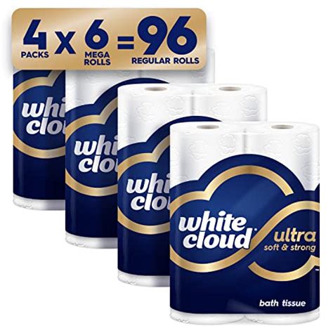 White Cloud Ultra Soft Strong Toilet Paper 4 Packs Of 6 Mega Rolls