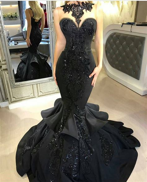Custom Dresses Inspired By Haute Couture Designer Evening Fashion Mermaid Prom Dresses Black