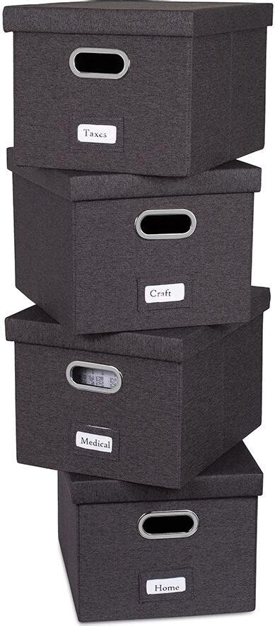 Internets Best 4 Pack Collapsible File Storage Organizer With Lid