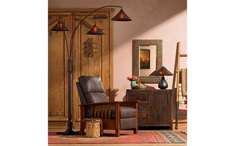 An Arts And Crafts Living Room With Mica Shade Lighting Lamps Plus