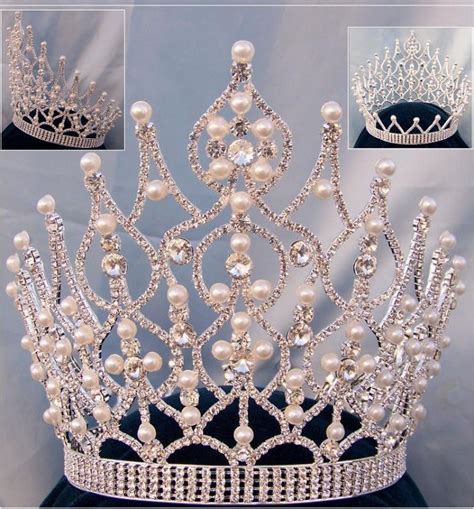 Beauty Pageant Rhinestone Full Pearls Crown Pageant Crowns Bridal Crown Tiara Rhinestone Crown