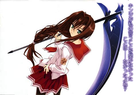Brown Haired Female Anime Character Wearing White And Red Uniform While