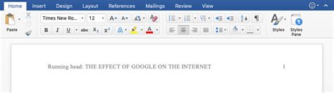 Apa Running Head Example How To Format And Insert In Word