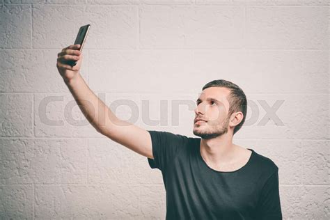 Man Makes Selfie Stock Image Colourbox