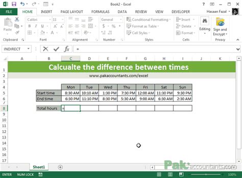 Calculate The Difference Between Two Times In Excel
