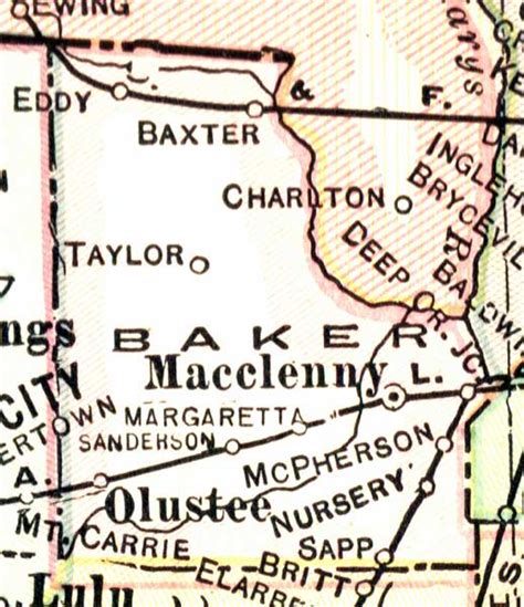Map Of Baker County Florida 1916