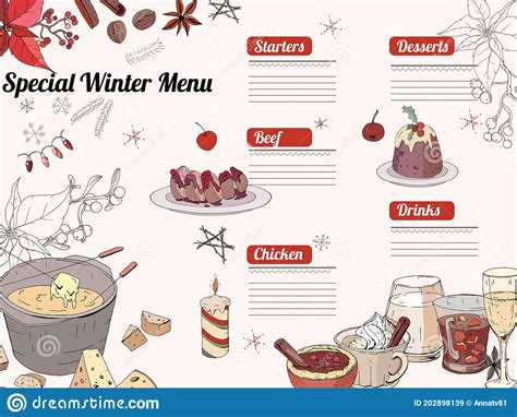 Restaurant And Cafe Menu For Winter Season Christmas Traditional Food