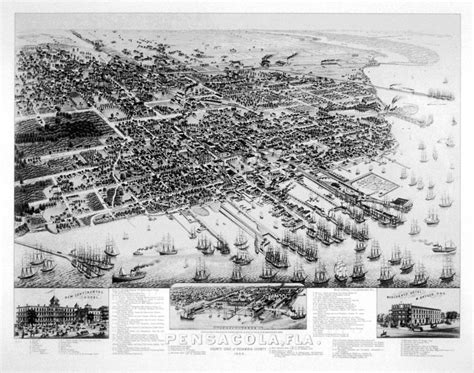 Pensacola Florida 1885 Historic Urban Plans