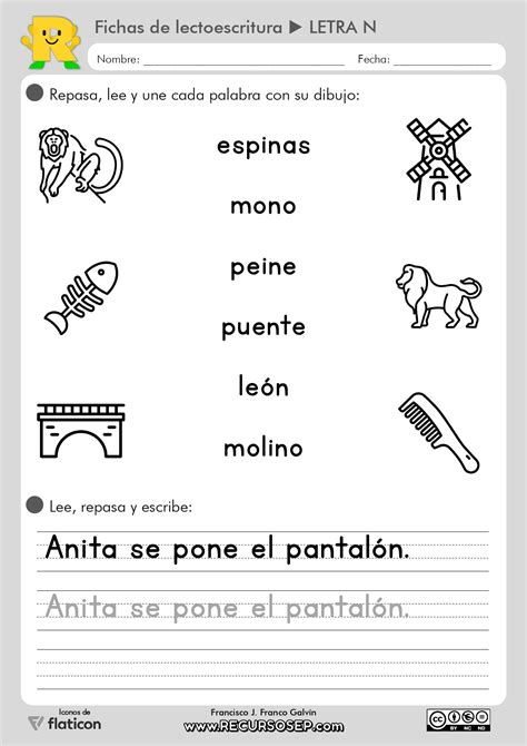 6 Fichas Lectoescritura Montessori Recursosep Letra N Imprentapage 0002