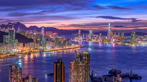 City Skyline 4k Wallpaper Night Life Cityscape Hong Kong