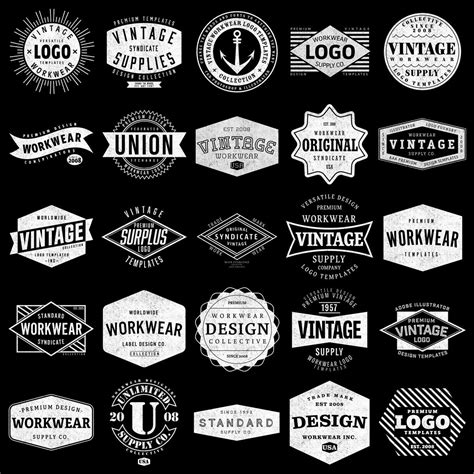 Vintage Workwear Logo Templates Vintage Graphic Design Logo Design