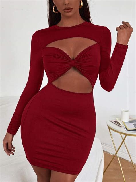 Shein Sxy Cut Out Ruched Bodycon Dress Shein Uk