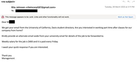 dear scammer please get my name right from next time r ucdavis