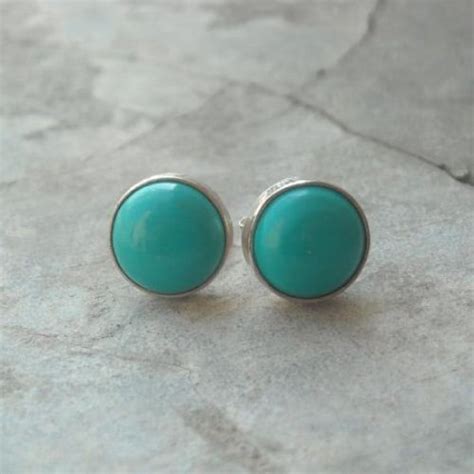 Buy Mm Turquoise Stud Earrings Sterling Silver Artisan Earrings