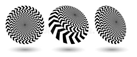 Round Optical Illusion With Black Arrows Different Perspectives Shapes