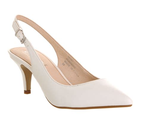 Office Date Night Slingback Mid Heel Court Shoes In White Lyst