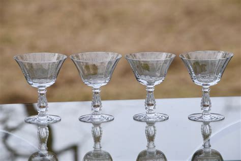 reserved sold vintage crystal cocktail martini glasses set of 6 fostoria silver flutes