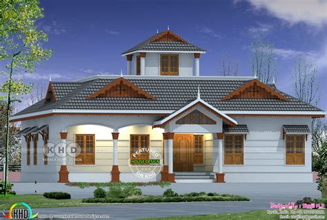 2200 Square Feet Sloped Roof Traditional House Plan Kerala Home