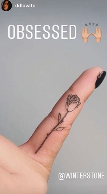 Demi Lovato Rose Finger Tattoo Popsugar Beauty Photo 3