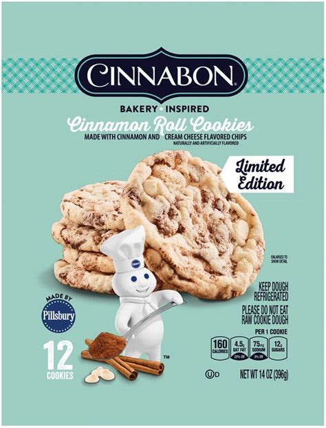 Pillsbury Cinnabon Refrigerated Cinnamon Roll Cookies 12ct 14oz Pack