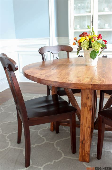 Diy trestle farmhouse table from the navage patch Round Trestle Dining Table { Free DIY Plans } Rogue Engineer