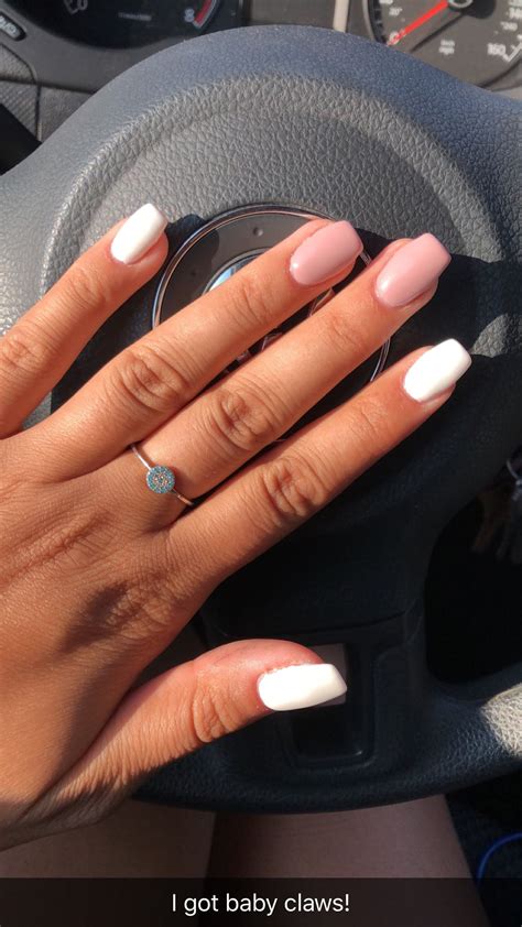 White And Nude Nails Cute Simple Nails Basic Nails Simple Acrylic