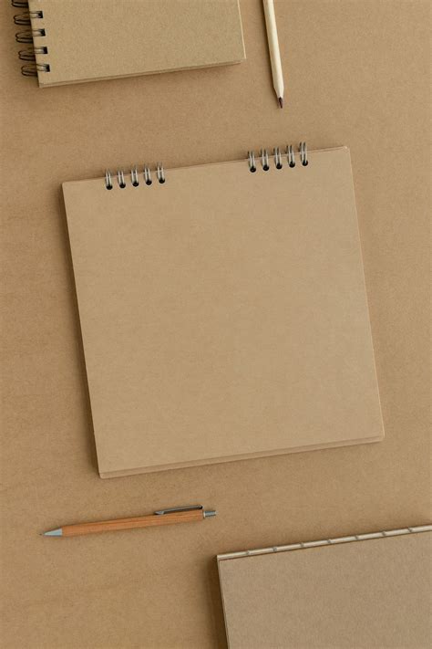 Natural Brown Paper Notebook With Pencils Premium Image By Rawpixel