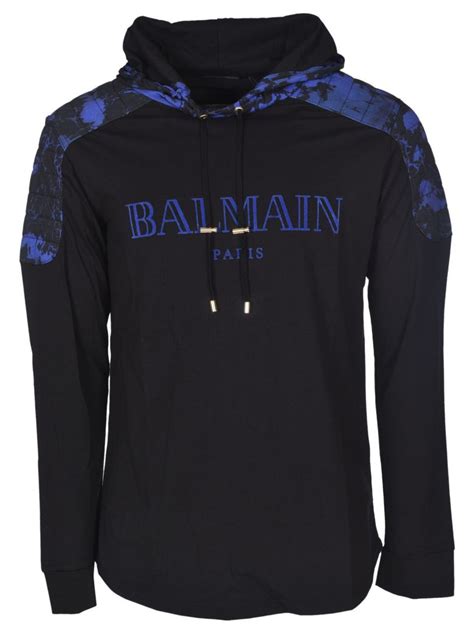 Balmain Balmain Logo Print Hoodie Navyblack 10614994 Italist