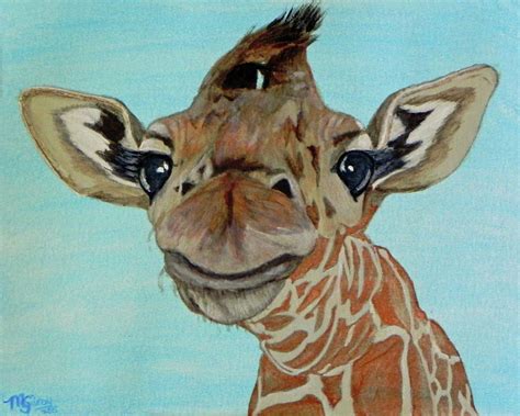 Cute Giraffe Baby Painting By M Gilroy Fine Art America